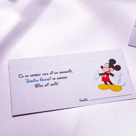 Plic pentru bani botez personalizat – cu nume, personaj din desene și mesaj special | 11×22 cm PB43