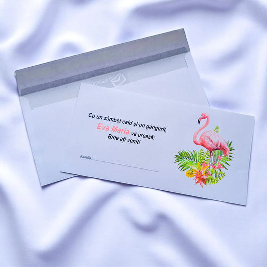 Plic pentru bani botez personalizat – cu nume, personaj din desene și mesaj special | 11×22 cm PB26