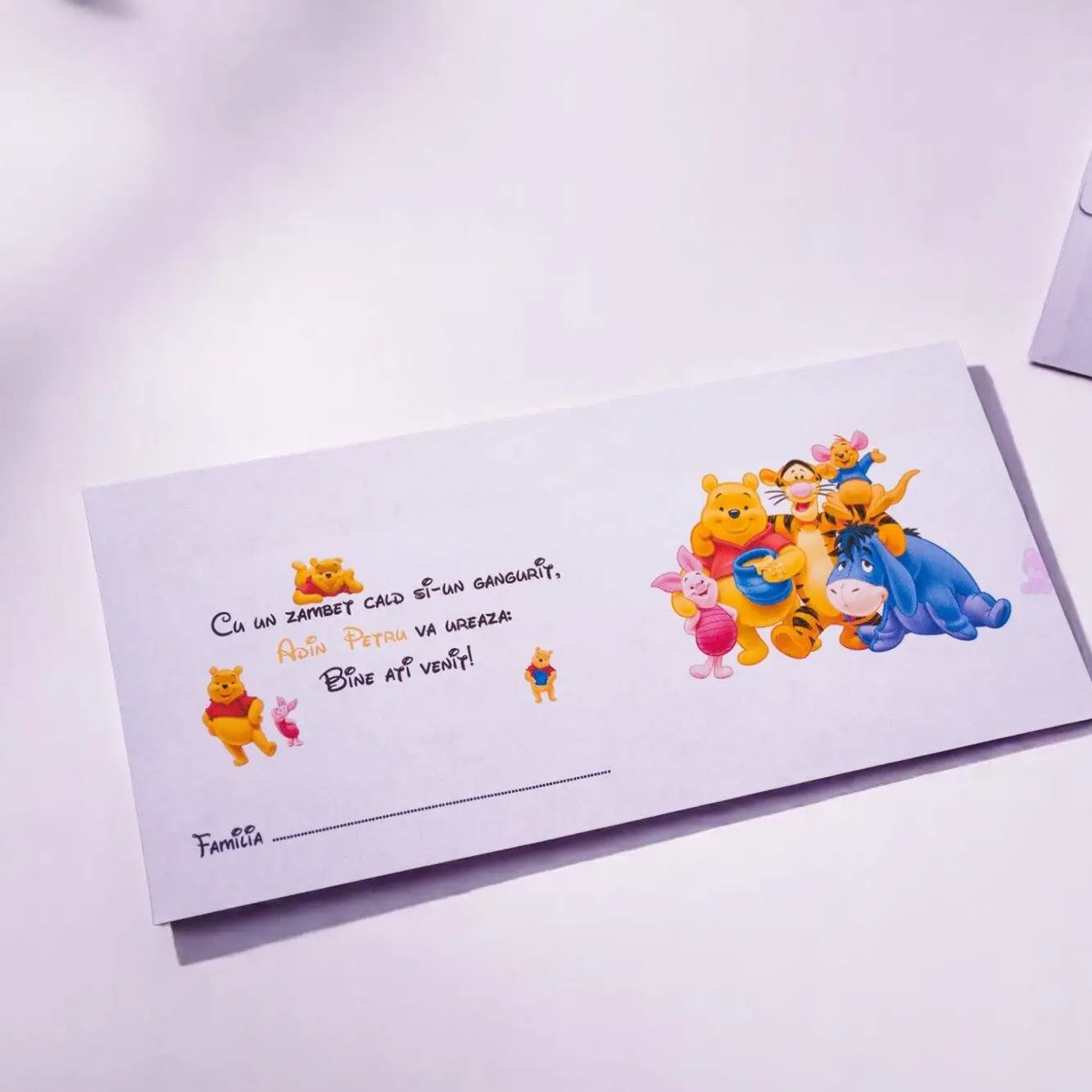 Plic pentru bani botez personalizat – cu nume, personaj din desene și mesaj special | 11×22 cm PB41