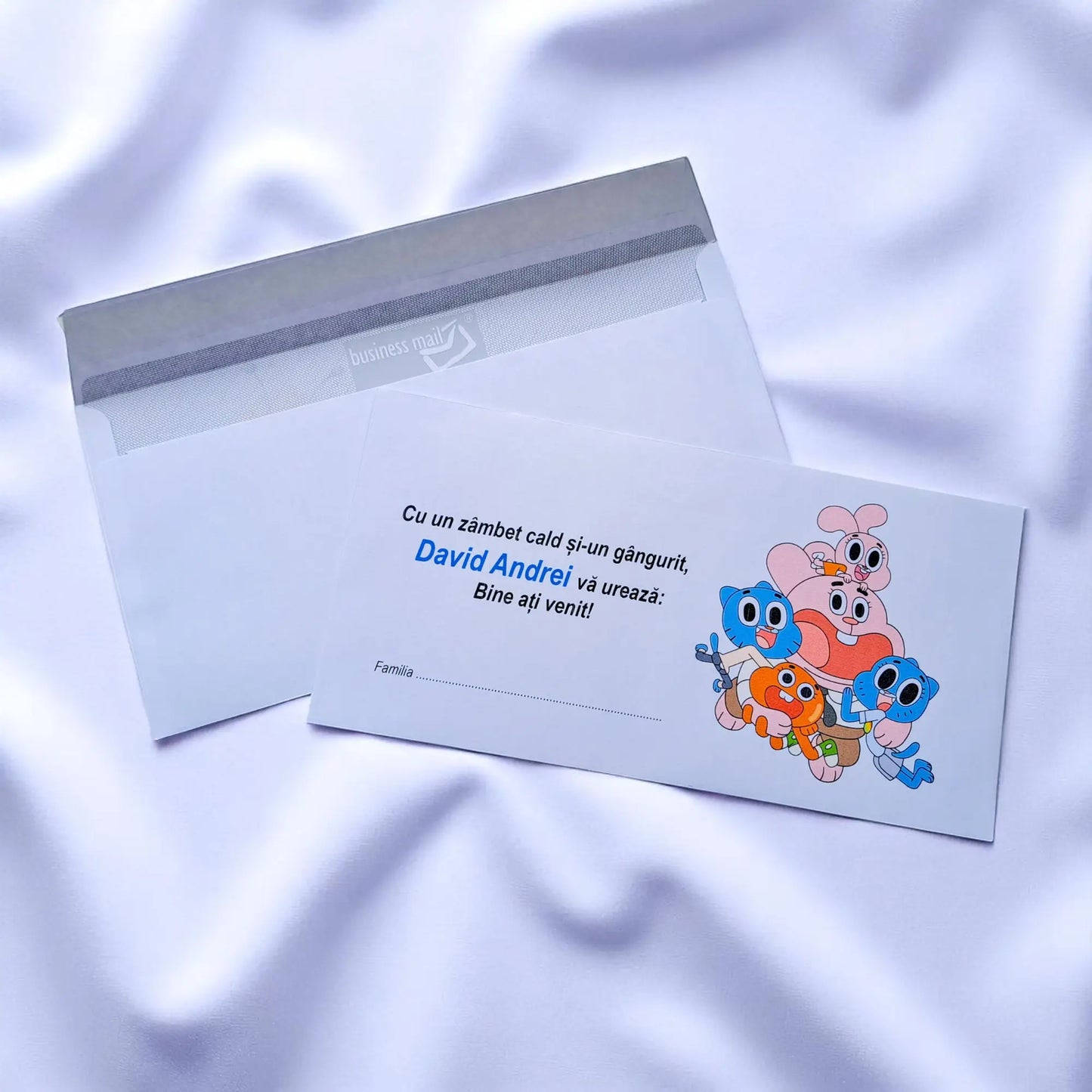 Plic pentru bani botez personalizat – cu nume, personaj din desene și mesaj special | 11×22 cm PB37