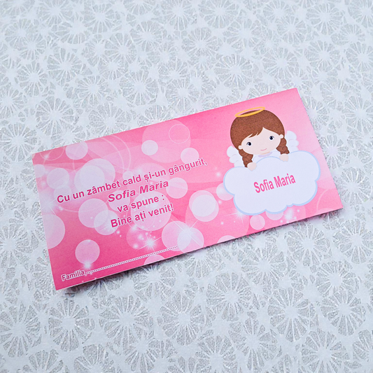 Plic pentru bani cartonat personalizat pentru botez – modele diverse (M14)