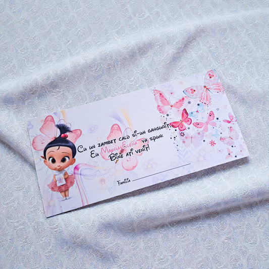 Plic pentru bani cartonat personalizat pentru botez – modele diverse (M9)