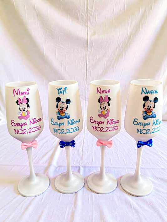 Pahar personalizat pentru botez – Cadou elegant cu nume și dată | Model PB13