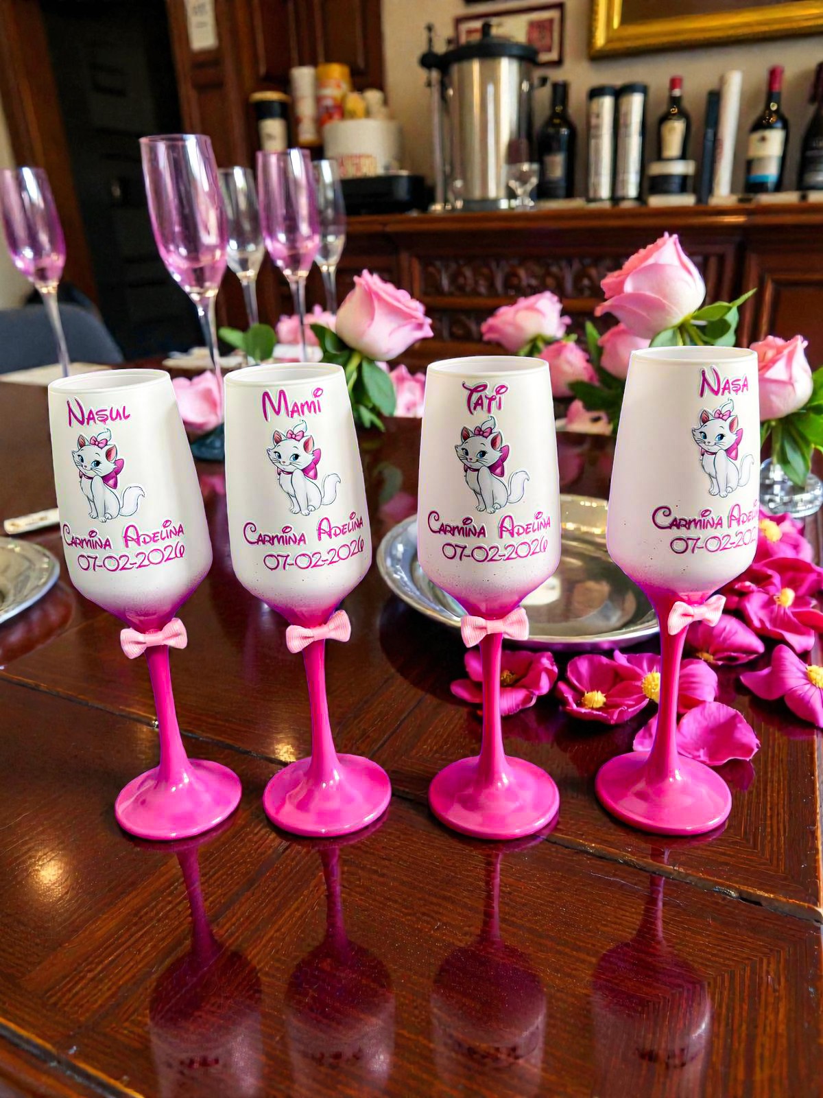 Pahar personalizat pentru botez – Cadou elegant cu nume și dată | Model PB03