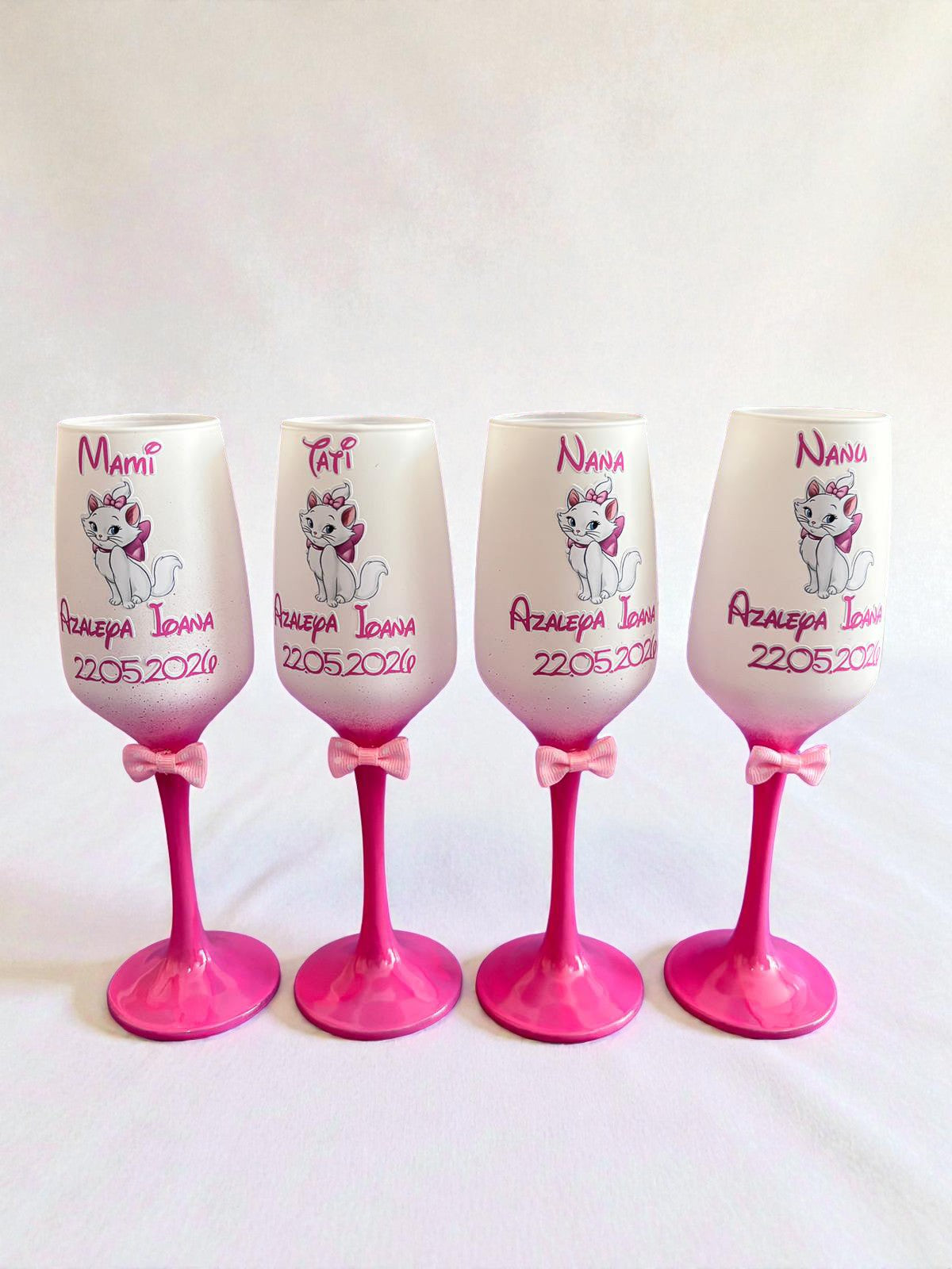 Pahar personalizat pentru botez – Cadou elegant cu nume și dată | Model PB03