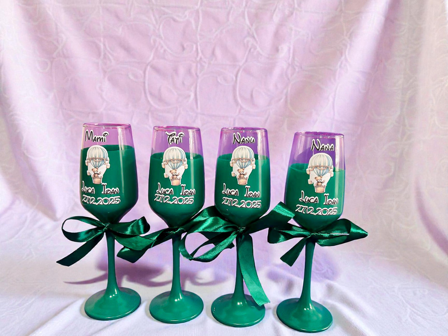 Pahar personalizat pentru botez – Cadou elegant cu nume și dată | Model PB06