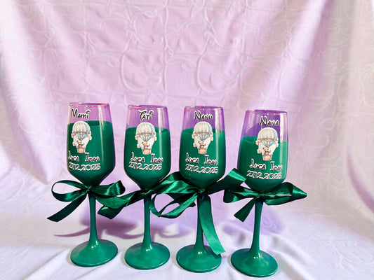 Pahar personalizat pentru botez – Cadou elegant cu nume și dată | Model PB35