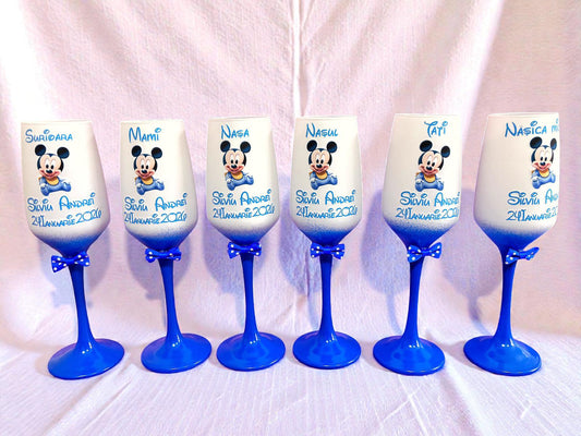 Pahar personalizat pentru botez – Cadou elegant cu nume și dată | Model PB02