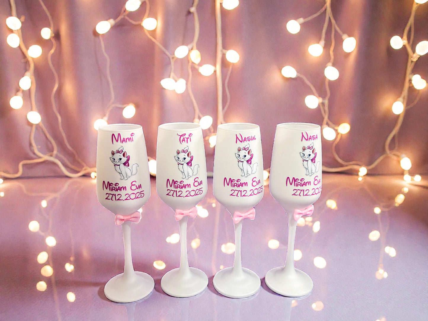 Pahar personalizat pentru botez – Cadou elegant cu nume și dată | Model PB10