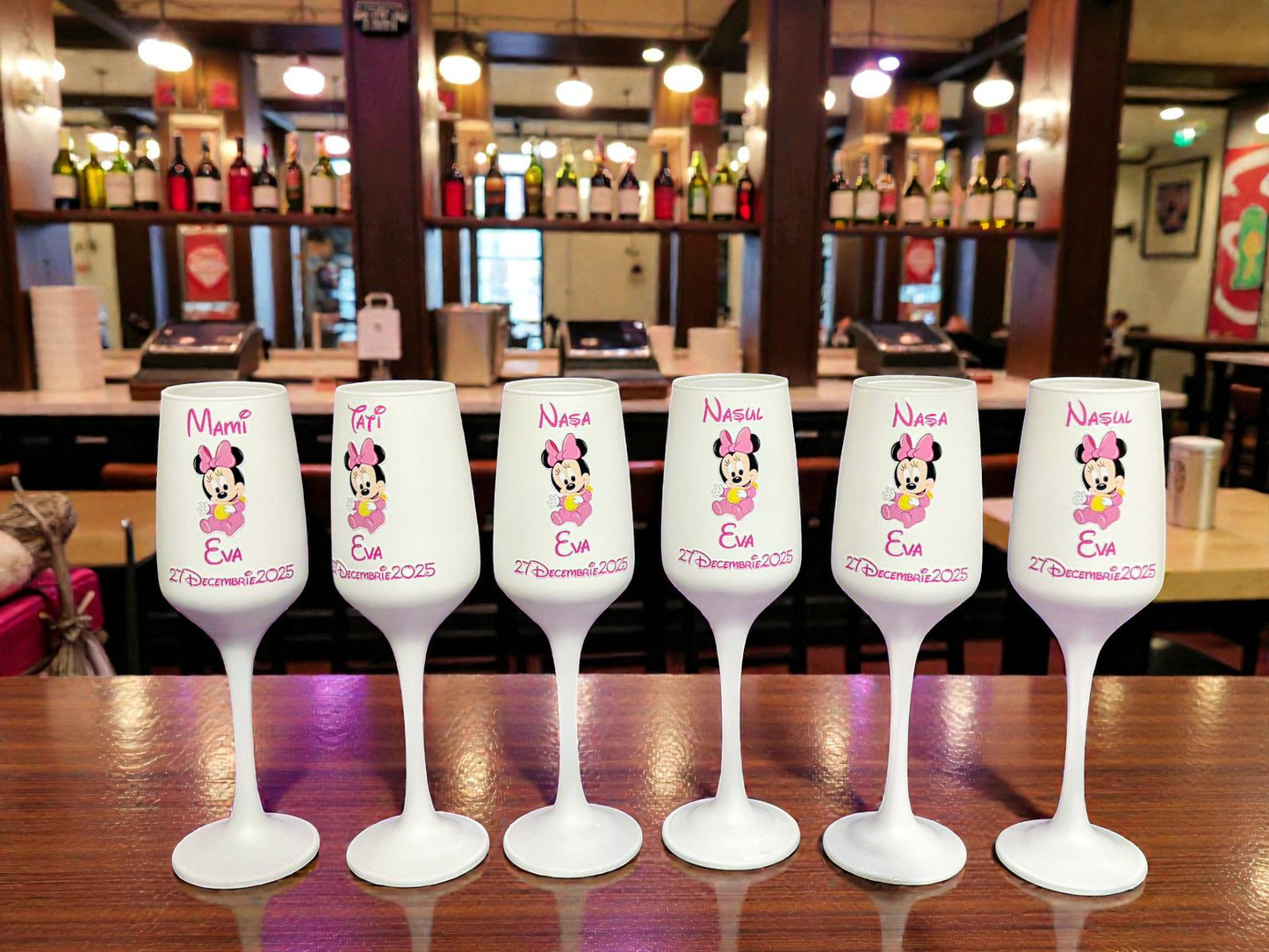 Pahar personalizat pentru botez – Cadou elegant cu nume și dată | Model PB09