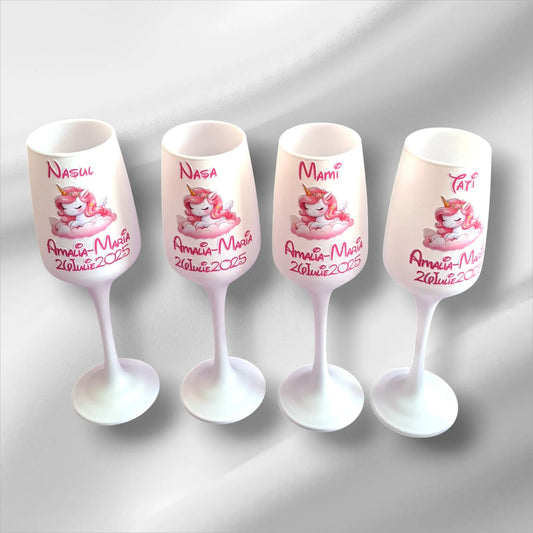 Pahar personalizat pentru botez – Cadou elegant cu nume și dată | Model PB17